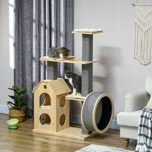Indoor <b>Cat</b> <b>Tree</b> with Double Layer House XL Size <b>Scratching</b> Posts and <b>Cat</b> Climbing Scratch Boards Natural Material - Product Image 2