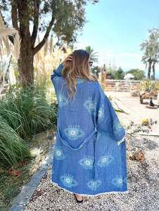 Albornoz de algodón con estampado de ojos malvados para mujer y hombre, toalla de playa, sauna, hogar, de secado rápido, buena calidad, buen precio, diseño único - Product Image 3