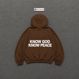 Sudadera con Capucha No God No Peace para Hombre, Marrón, Oversize, Casual, de Forro Polar, con Estampado Frontal, Corte Regular, Estilo Otoñal - Product Image 6