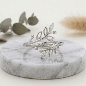 Anillo de Ágata Musgosa con Corte de Cometa y Hoja de Vid, Hecho a Mano OEM, Joyería de Compromiso Botánica Boho, Venta al por Mayor, Regalo de Piedra Preciosa Natural para Ella - Product Image 2