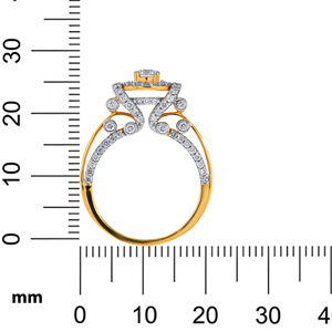 Anillo de Compromiso Time to Shine Solitaire de Lujo en Oro Amarillo de 18K con Doble Halo de Diamantes de Corte Brillante Redondo para Mujer - Product Image 5