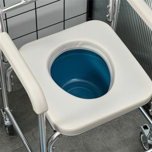 Gray Waterproof Rolling Over Toilet Chair with Padded Seat Shower Commode Wheelchair for Bathroom Safety Equipment - Product Image 5