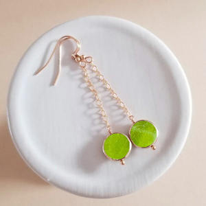 Pendientes Colgantes con Forma de Moneda de Peridoto, Piedra Preciosa Natural Verde Claro, Chapados en Plata, Joyería Hecha a Mano para Mujer - Product Image 5
