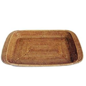 Custom Design Rattan Storage <b>Tray</b> for Home Desk Organized Food Storage <b>Basket</b> Hand-woven Rattan <b>Tray</b> - Product Image 3
