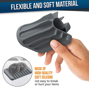 Jabonera de metal de acero inoxidable con drenaje, sin perforaciones, para encimera de cocina y baño, diseño creativo, 1 unidad - Product Image 2