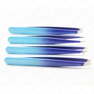 OEM Stainless Steel Slanted Eyebrow Tweezers Blue Gradient Custom Color Private Label Precision Beauty <b>Tool</b> - Product Image 5