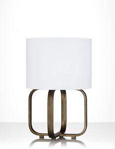 โคมไฟตั้งโต๊ะโลหะทรงเรขาคณิตทันสมัยพร้อมโคมผ้าตกแต่ง สำหรับใช้ในห้องนอนและห้องนั่งเล่น - Product Image 3