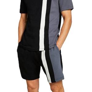 Nouvel ensemble short et t-shirt pour homme, couleur noir et gris, manches courtes, deux pièces, grande taille, décontracté, streetwear d'été - Product Image 5