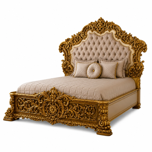 Royal Aurelia Palace Bedroom Collection Imperial <b>Crown</b> Baroque Bedroom Set <b>King</b> Size Bed with Side Table and Dresser USA - Product Image 3