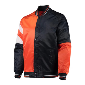 Vestes en satin brodées sur mesure en gros, style décontracté d'hiver, grandes tailles, vestes universitaires pour équipes, veste universitaire de haute qualité, OEM - Product Image 1