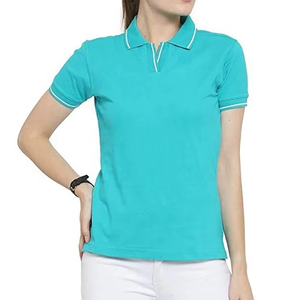 Camiseta Polo de Manga Corta para Mujer, Color Sólido, Cuello en Contraste, Botones, Top Informal de Punto, Logotipo Personalizado - Product Image 2