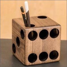 Wooden Cube Shape Pen Holder for Desk Handmade Office Pencil Holder <b>Desktop</b> Organizer Home Decor - Product Image 6