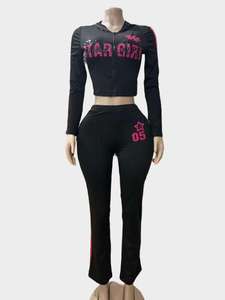 2026 European and American Retro Hooded Casual Waist-Cinching Slimming Letter Print <b>Set</b> for Fashion-Forward Women - Product Image 3