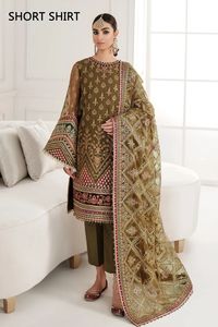 Salwar Kameez Tradicional Indio-Pakistaní de Seda para Mujer, Vestido de Boda Bordado de 3 Piezas, Largo hasta el Suelo, Corte Holgado, para Fiestas - Product Image 4
