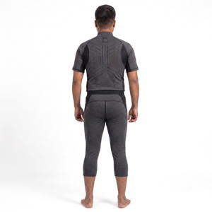 Men's Recycled Merino <b>Wool</b> <b>Base</b> <b>Layer</b> Set-3/4 Tights & Short Sleeve Top Techwear Hunting Underwear - Product Image 2
