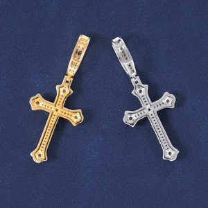 Mens Moissanite 925 Silver Cross Pendant Necklace Iced Out Gothic Cross Charm Round Stone Details Luxury Religious Jewellery - Product Image 4