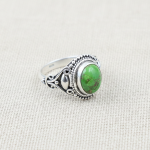 Anillo Vintage Ovalado de Cobre Verde Turquesa y Plata 925 para Mujer y Hombre, Joyería Boho Hecha a Mano, Anillo Unisex Chapado en Oro Rosa y Oro Amarillo - Product Image 1