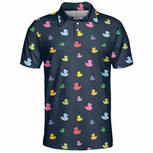 เสื้อเชิ้ตสไตล์ฮาวายแขนสั้นแบบยูนิเซ็กซ์ พิมพ์ลายเป็ดหลากสีสัน คอปกพับได้ ระบายอากาศได้ดี แห้งเร็ว ผลิตจากโพลีเอสเตอร์ - Product Image 1