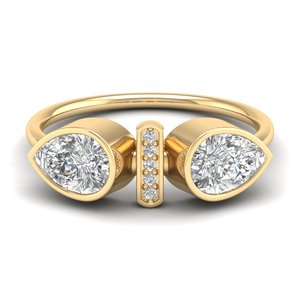 Bagues de fiançailles REYES GRA certifiées VVS en moissanite, double pierre en forme de poire, en argent sterling 925, bijoux de mariage pour cadeau - Product Image 1