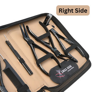 Kit d'outils pour extensions capillaires de salon, noir, comprenant des pinces à sertir les perles, des pinces à micro-anneaux, un crochet tire-fil et 20 pinces de sectionnement - Product Image 3