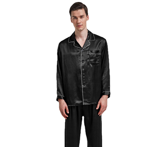 <b>Mens</b> Pocket Style <b>Pajama</b> <b>Set</b> Soft Comfortable Sleepwear Long Pants Night Clothing Breathable Lounge Wear Home Outfit - Product Image 1