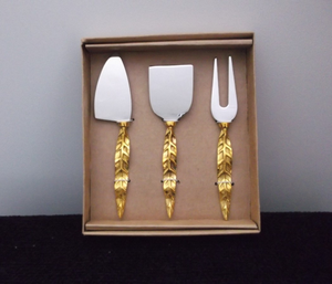 Brass <b>Cheese</b> <b>Set</b> Custom Made logo 4 Pieces <b>Sets</b> Kitchen Flatware Cutlery <b>Set</b> with Brushed Finished <b>Cheese</b> <b>Set</b> - Product Image 4