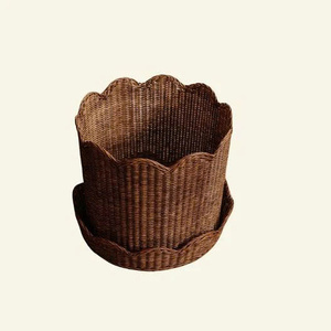 Panier en rotin tressé fait main pour plantes, couvercle de pot de fleurs, support de pot d'intérieur, panier festonné en rotin pour la maison et le jardin - Product Image 2