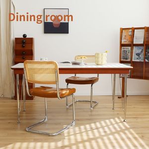 Set di 2 Sedie da Pranzo Moderne Stile Mid-Century Design Breuer, in Ecopelle e Rattan con Gambe Cromate - Product Image 5