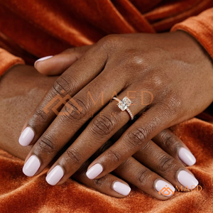 แหวนวันครบรอบโรแมนติกสีโรสโกลด์ – แหวนแต่งงานแบบบางประดับเพชรพาเว่ - Product Image 4