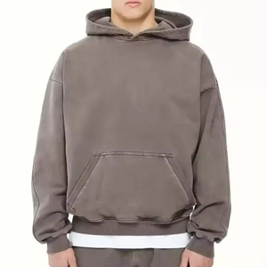 Sweat-shirt à capuche gris surdimensionné pour homme en polyester/coton French Terry, couleur unie, décontracté, pour l'hiver, anti-boulochage, coupe classique - Product Image 4
