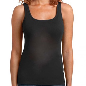 Women's <b>Black</b> Woven Eco-Friendly Spandex/Polyester High Quality 180g Sexy Club Scoop Neck <b>Tank</b> <b>Top</b> Casual Solid Color Short - Product Image 4
