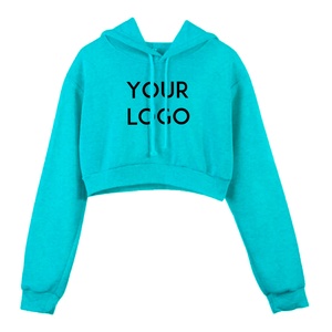 Sudadera con capucha de algodón para mujer, Top corto con logotipo personalizado, Sexy, OEM, novedad de 2019 - Product Image 1