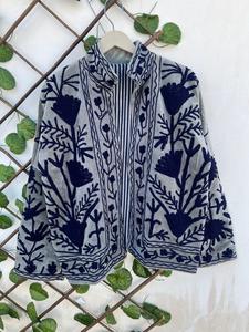 Suzani Embroidery Handmade Floral Velvet Women's <b>Quilted</b> Jacket with Cotton Lining-Spring/Autumn/<b>Winter</b> Gift for Her - Product Image 3