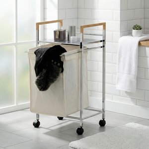 Black friday moderne à roues Durable Chrome plaqué fer cadre tissu Portable maison stockage chariot à linge Taiwan fabricant - Product Image 1