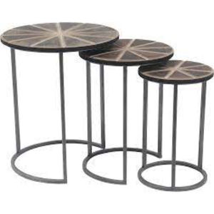 Mesa de centro y mesas nido de lujo con base de metal con recubrimiento en polvo negro y superficie chapada en oro para el hogar y hoteles, procedentes de la India. - Product Image 5