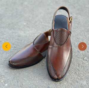 Men Genuine Leather Open Toe <b>Slides</b> Breathable Casual Summer Sandals <b>Slip</b>-On Brown Midsole Rubber Outsole - Product Image 3