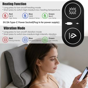 Cuscino Massaggiante Ergonomico in Memory Foam per Collo con Riscaldamento a 3 Livelli, Vibrazione a 3 Intensità, Timer 30 Minuti, Massaggiatore per Schiena - Product Image 2