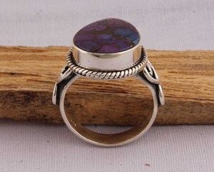 Natural Purple Copper Turquoise Pear <b>Ring</b> 925 Sterling Silver Jewelry Teardrop Purple Gemstone <b>Ring</b> Vintage Style <b>Statement</b> <b>Ring</b> - Product Image 2