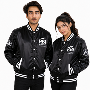 Vestes universitaires en satin, styles baseball et bomber, 100 % polyester, vêtements d'extérieur d'hiver - Product Image 2
