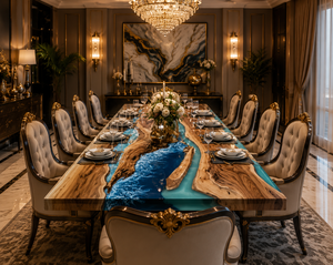 <b>Walnut</b> Epoxy River Dining <b>Table</b> Live Edge Wood Furniture Modern Ocean Resin Coffee <b>Table</b> Handmade Sofa Center <b>Table</b> - Product Image 3
