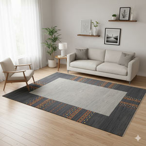 Tapis tibétain 100% coton noué à la main-Tapis personnalisable lavable de style persan abstrait moderne pour le salon - Product Image 1