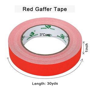 Ruban adhésif gaffer rouge mat non réfléchissant de 1 pouce x 30 verges, déchirable à la main, auto-adhésif, pour étiquetage de câbles et scénographie, sans résidu - Product Image 3