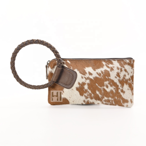 Pochette vintage en cuir de vachette, faite à la main, style western, pour femme, avec dragonne - Product Image 1