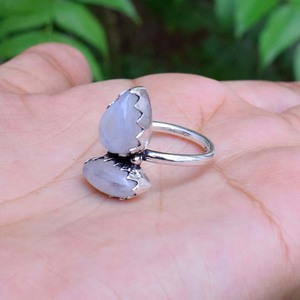 Bague en argent sterling 925 avec deux pierres de lune, sertie clos, cadeau idéal pour fiançailles et anniversaire - Product Image 3