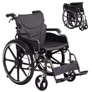 Fauteuil roulant manuel pliable avec freins à main avant et arrière de 18 pouces, roues arrière à dégagement rapide de 24 pouces, technologie nanométrique - Product Image 1