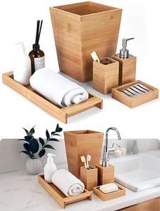Juego de Accesorios de Baño de Madera Natural de 6 Piezas: Dispensador de Jabón, Portacepillos de Dientes, Cubierta para Caja de Pañuelos, Ecológico - Product Image 6