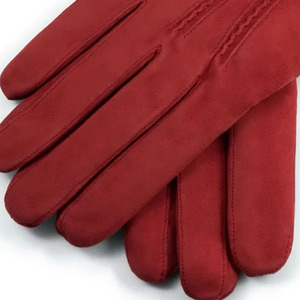 Gants d'hiver pour hommes en peau de mouton rouge, à doigts complets, avec fermeture à boutons-pression, faits à la main, thermiques et écologiques - Product Image 3