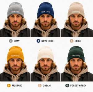 Custom Logo Ribbed Knit Beanie Hat Winter Warm Embroidered Logo Cuffed Beanie <b>Cap</b> for Women Unisex Jacquard 2026 - Product Image 4