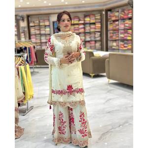 Heavy Embroidery Work <b>Party</b> Wear Top-Bottom and Dupatta for <b>Prom</b> Dresses - Product Image 4