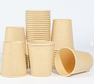 Gobelets en papier kraft/blanc à paroi simple, jetables, pour boissons chaudes, usage industriel - Product Image 1